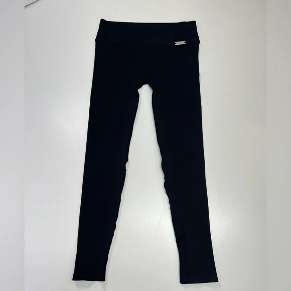 Bombshell Sportswear Ribbed Seamless Leggings Black Silver Logo Size XS NEW - Picture 3 of 15